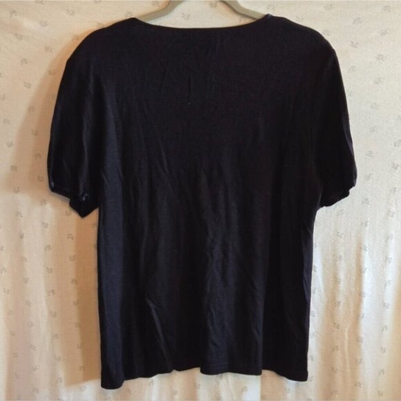 Vintage David Dart Collection Women's Navy Ribbed Short Sleeve Top Size Medium - Picture 6 of 6